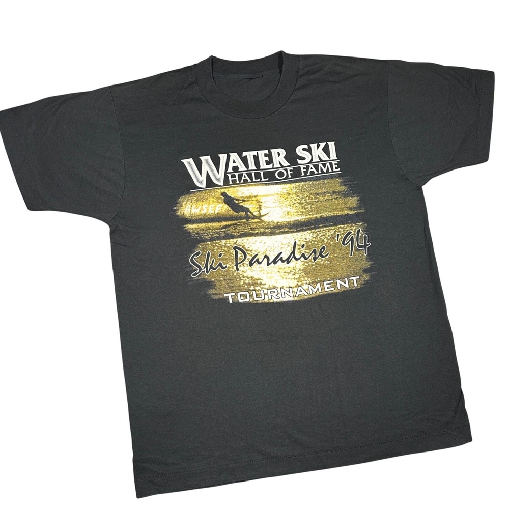 Vintage 1994 Water Ski Hall of Fame Ski Paradise Tournament T-Shirt Black Mens L